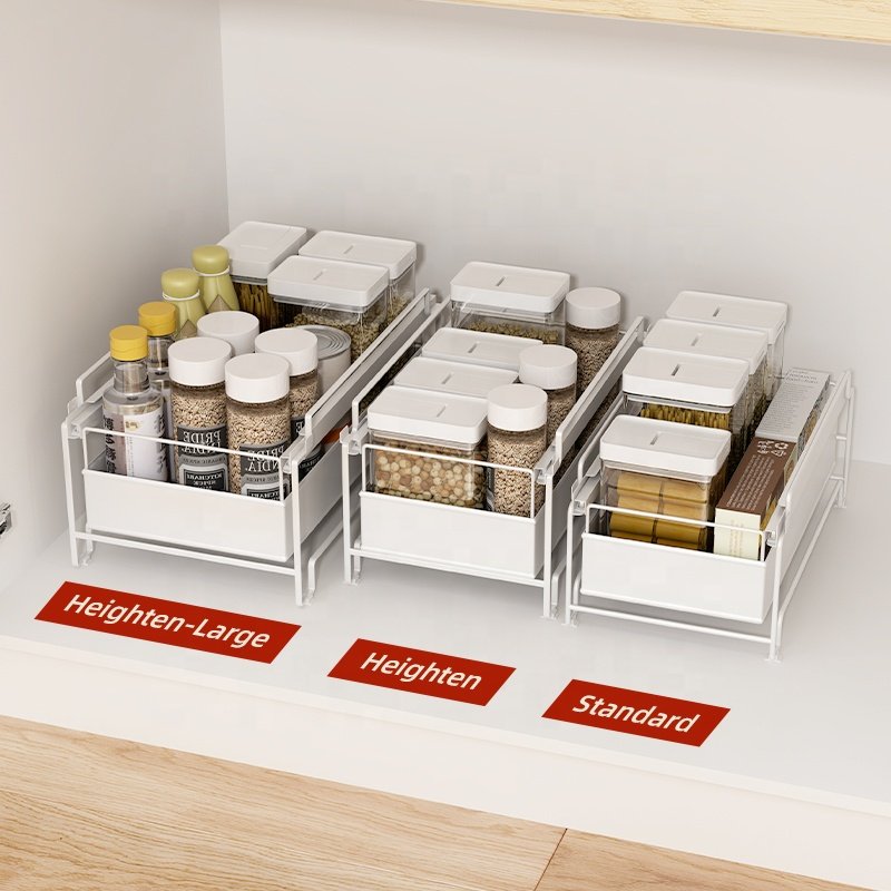 Space saving organiser pull out kitchen cabinet organizer stackable storage drawers - Image 3