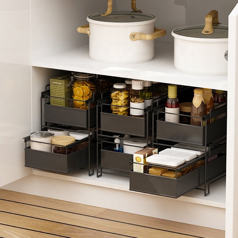 Space saving organiser pull out kitchen cabinet organizer stackable storage drawers - Image 6