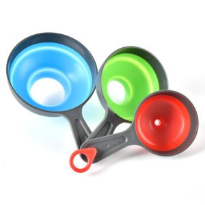 homesmart Food Grade  Kitchen Funnel silicone 3 piece funnel set of portable telescopic folding silicone funnel