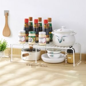 Telescopic shelving kitchen supplies mini stainless steel kitchen utensils shelf 2 layer seasoning storage rack