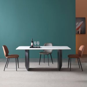 Luxury Nordic Modern Square White Marble Stone Dining Table Set 4 Chairs 6 Seater House Home Hotel Kitchen Dining Room Furniture
